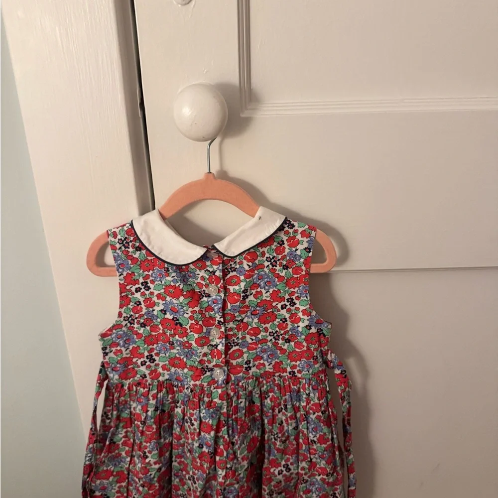 Rachel Riley Red and Blue Floral Dress Peter Pan Collar. Size 4. - Picture 7 of 9